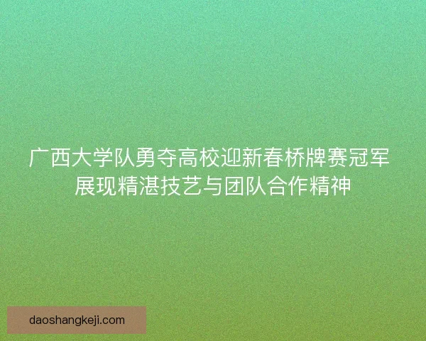 广西大学队勇夺高校迎新春桥牌赛冠军 展现精湛技艺与团队合作精神